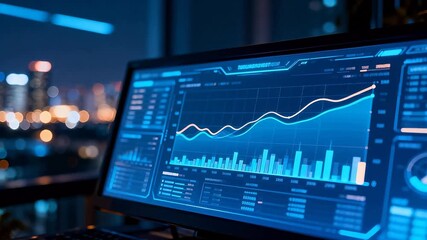Computer monitor displaying financial data - Powered by Adobe
