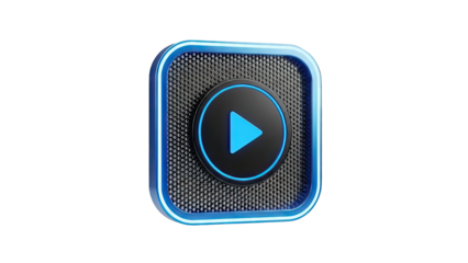 Modern Play Button Icon with Blue Neon Glow