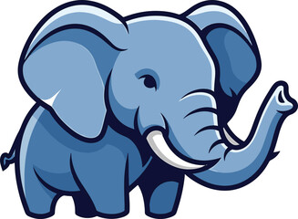 Obraz premium Cartoon Elephant Illustration with Blue Tones and Playful Design.