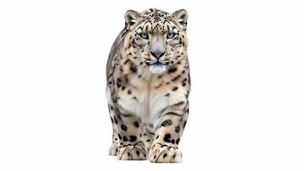 Fototapeta premium Snow Leopard Boldly Walks With Intense Gaze