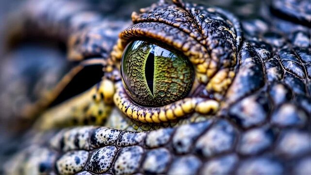 Close-up of a crocodile's eye and skin texture