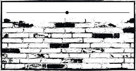 Black and white image of a brick wall with a horizontal line