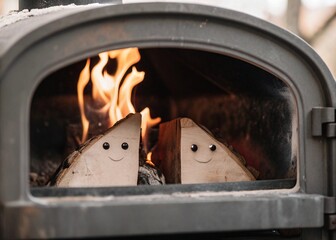 fireplace with burning logs