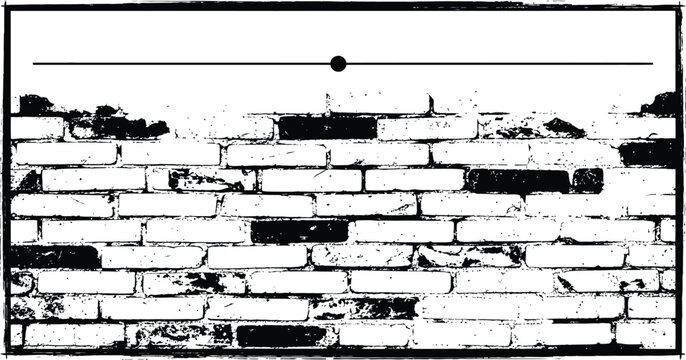 Black and white image of a brick wall with a horizontal line