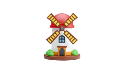 3D Cartoon Windmill Illustration