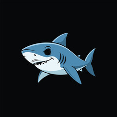Obraz premium Cartoon Shark Illustration - A Cute and Playful Marine Creature.