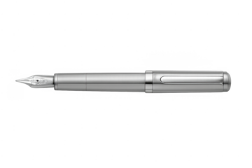 Silver metallic fountain pen writing tool with cap