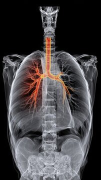Crosssectional view of chest Xray highlighting pneumothorax and lung deflation on affected side