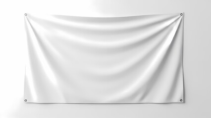 Smoothly waving white blank canvas hanging on wall