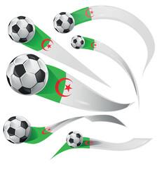 Algeria flag and soccer ball icon set, clean vector illustration for football-themed designs