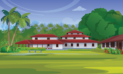 Traditional Indian Village Old House, Old House in an Indian Village, vector Illustration