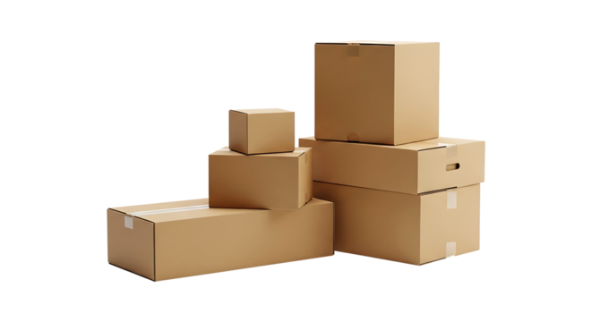 cardboard boxes on a transparent background - Powered by Adobe