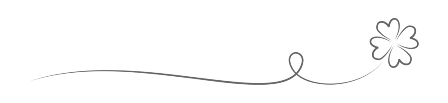 Kleeblatt vierbl&auml;ttriges - elegantes Gl&uuml;cksklee Ornament mit Kalligraphie, editierbare Vektor Grafik f&uuml;r Gru&szlig;karten, Einladung, Gl&uuml;ckw&uuml;nsche und Banner Gestaltung
