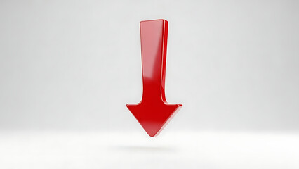 A large red arrow pointing downwards on a grey background