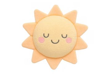 Yellow plush sun toy with a happy face