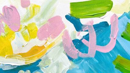 Abstract Color Fields With Expressive Brushstrokes on White Canvas