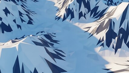 Snowy mountain peaks against clear blue sky with white clouds on sunny day with landscape and winter and nature and scenic and view and mountains