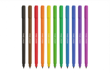 Fine liner pens creating a rainbow color palette