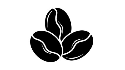 A close-up illustration of three dark roasted coffee beans arranged in a cluster. © Muflif