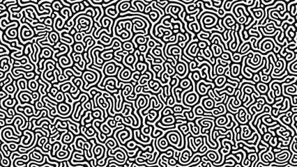 Black and white abstract pattern with swirling shapes