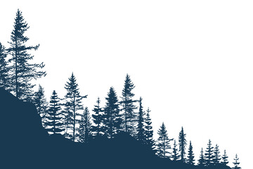 Silhouette of a forest, isolated on white background, vector illustration