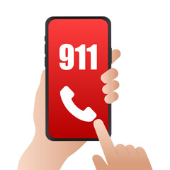 Emergency 911 Call Mobile App Screen UI.Vector illustration