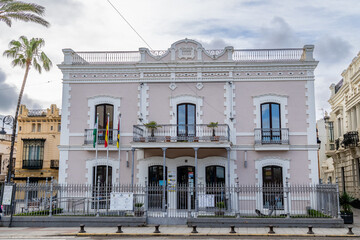 Sanlucar de Barrameda, Spain - April 17, 2025: View of the Plaza del Cabildo in Sanlucar de Barrameda, Andalusia, Spain on a sunny day of summer