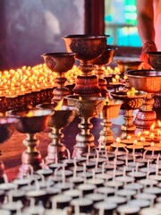 Burning candles in a temple