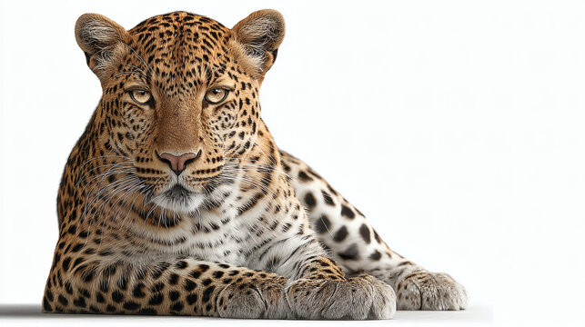 Leopard Face White Background Laying