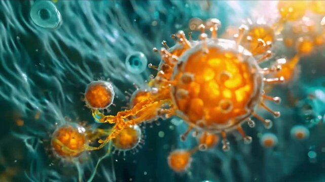 Lipid Nanoparticles LNP for Drug Delivery and mRNA Vaccine Technology Microscopic 3D Visualization