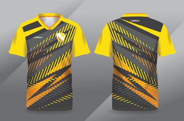 abstract orange yellow and black sport jersey for football and soccer shirt template
