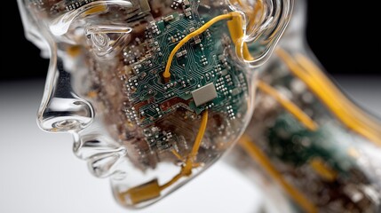 humano&iuml;de avec circuit &eacute;lectronique int&eacute;gr&eacute; dans coque transparente