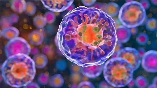 Monkeypox Mpox Virus Microscopic 3D Animation of Pathogen Particles in Human Body Medical Research
