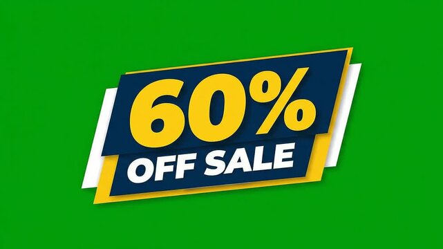 Sixty percent off sale discount motion graphic overlay for retail marketing videos using chroma key