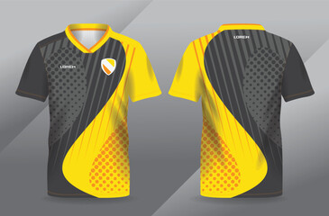 abstract orange yellow and black sport jersey for football and soccer shirt template