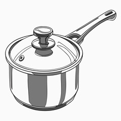 Stainless Steel Saucepan Isolated on White, Kitchen Cooking Pot
