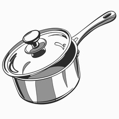 Stainless Steel Saucepan Isolated on White, Kitchen Cooking Pot
