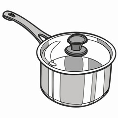 Stainless Steel Saucepan Isolated on White, Kitchen Cooking Pot