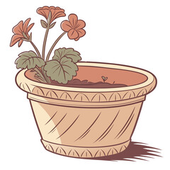 Terracotta Flower Pot Isolated on White, Garden Clay Planter