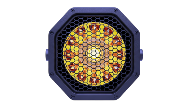 Octagonal Amber LED Light Bar with Hexagonal Grille - Powered by Adobe