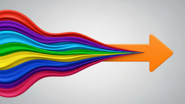 Rainbow colored arrow in dynamic motion with vibrant colors and sleek design for graphic design