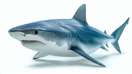 Fototapeta premium Blue Shark White Background Isolated View