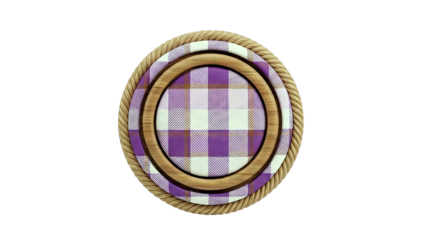 Circular Rope and Wood Frame with Purple Gingham Pattern