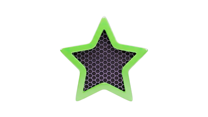 Glossy Green Star with Hexagonal Mesh Center