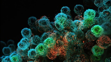 Dynamic visualization of immune response triggered by glowing bacterial colonies embedded within infected tonsillar crypts.