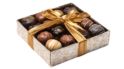 Delicious gourmet dark and milk chocolate candies with nuts and hazelnuts are beautifully arranged in a sweet heart-shaped gift box for a festive Christmas dessert snack