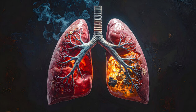 Damaged Lungs - A Visual Depiction of Smokings Harmful Effects.