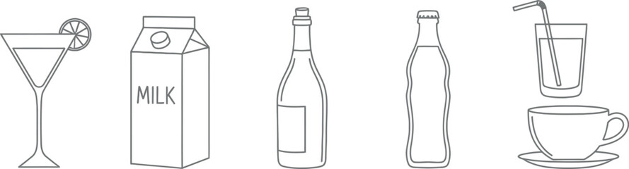 Various beverage containers and drinks