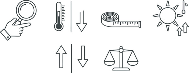 Fototapeta premium Measurement icons representing various physical quantities
