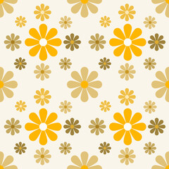 Cute Seamless Yellow Flower Floral Pattern Background